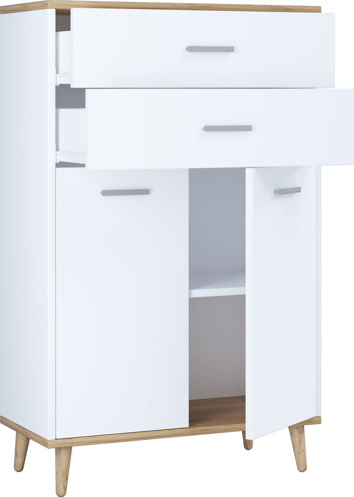 Stilfuld kommode, 97 x 60 x 28 cm, hvid