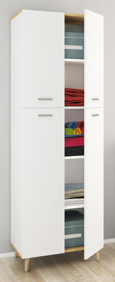 Garderobeskab / multi-funktionsskab, H. 184 x B. 60 x D. 39 cm, hvid