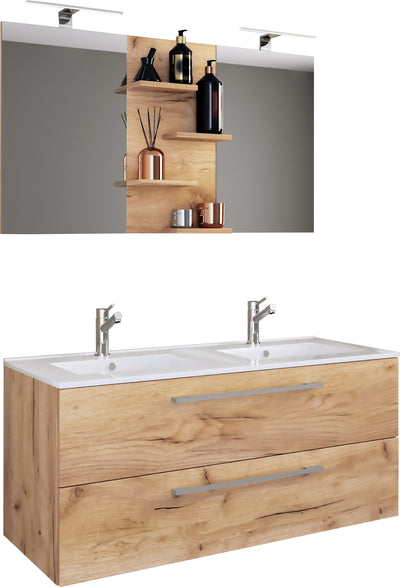 Håndvaskskab med håndvask - badeværelsesmøbelsæt - "Budasi" Spejl