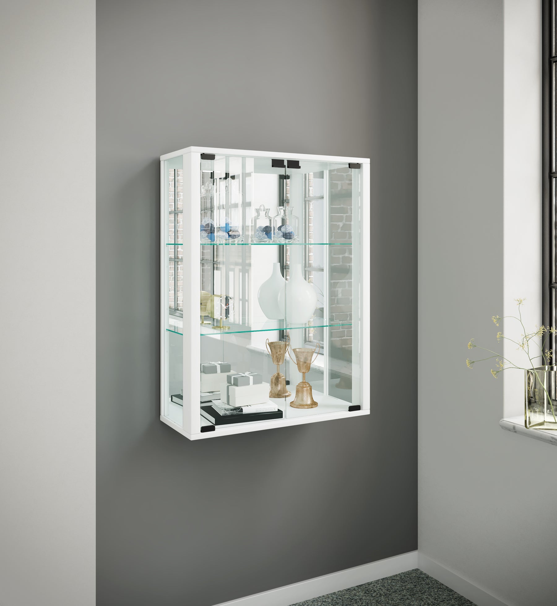 Vægmontre med spejlbagvæg