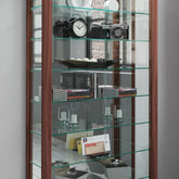 Gulvstående vitrineskab med spejl, 115 x 59 x 18 cm, valnødde brun