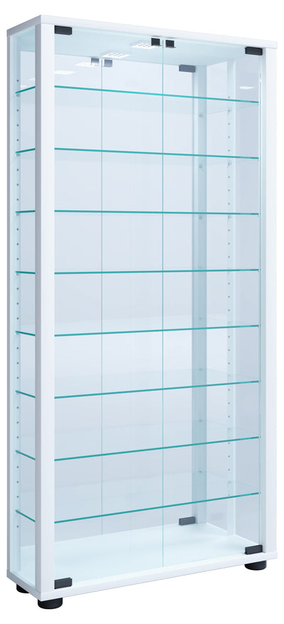 Vitrineskab med Spejl | Inkl. Led Lys, 115 x 59 x 18 cm, farve: hvid