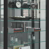 Gulvstående vitrineskab med spejl, 115 x 59 x 18 cm, sort