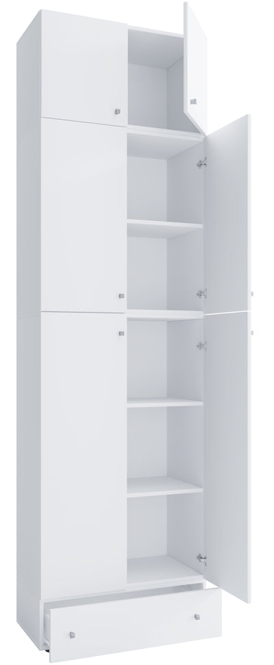 Garderobeskab "Lona Xxl" Med Top Og Skuffe, 240 x 70 x 39 cm, hvid