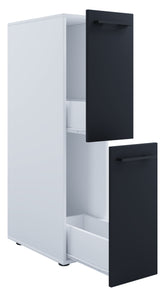 Rumdeler til badeværelse/køkken, h. 110 x b. 25 x d. 50 cm, sort og hvid