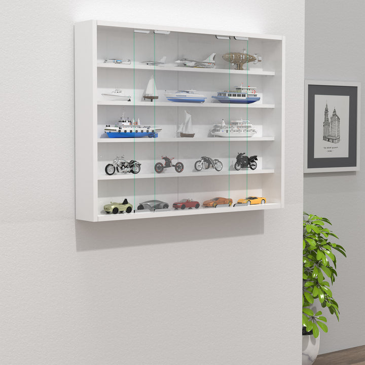 Vitrineskab i glas, 60 x 77 x 10 cm, hvid