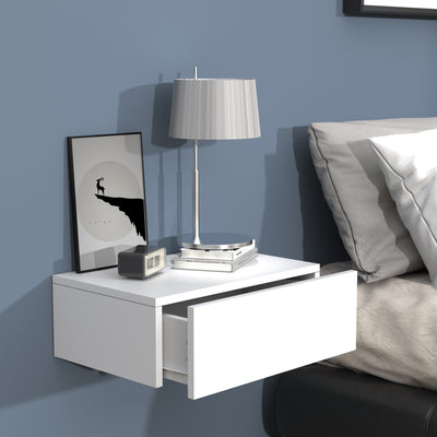Vægbord / natbord / sengebord, 15 x 45 x 30 cm, hvid