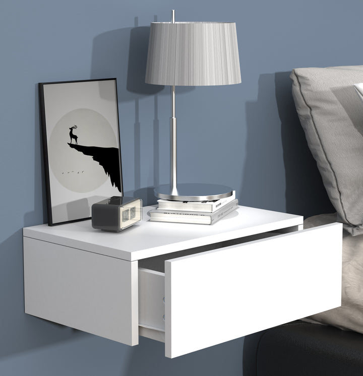 Vægbord / natbord / sengebord, 15x45x30 cm, hvid
