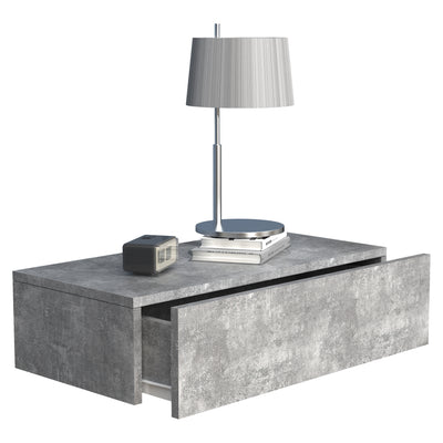 Vægbord / natbord / sengebord, h. 15 x b. 60 x d. 30 cm, betongrå