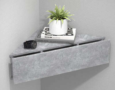 Vægbord til hjørne, h. 15 x b. 60 x d. 43 cm, betongrå
