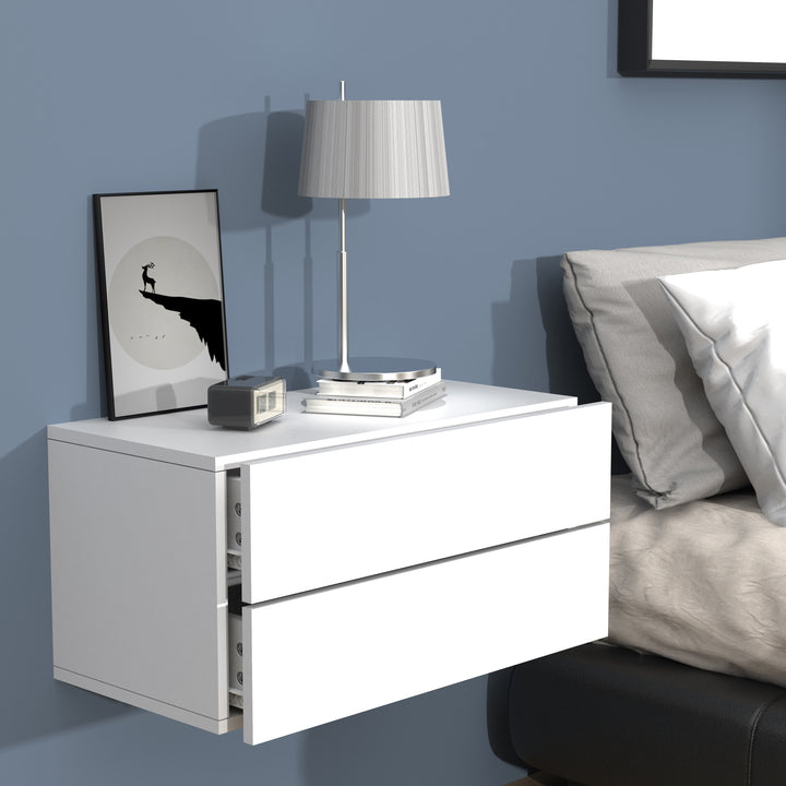 Vægbord / natbord / sengebord, h. 30 x b. 60 x d. 32 cm, hvid