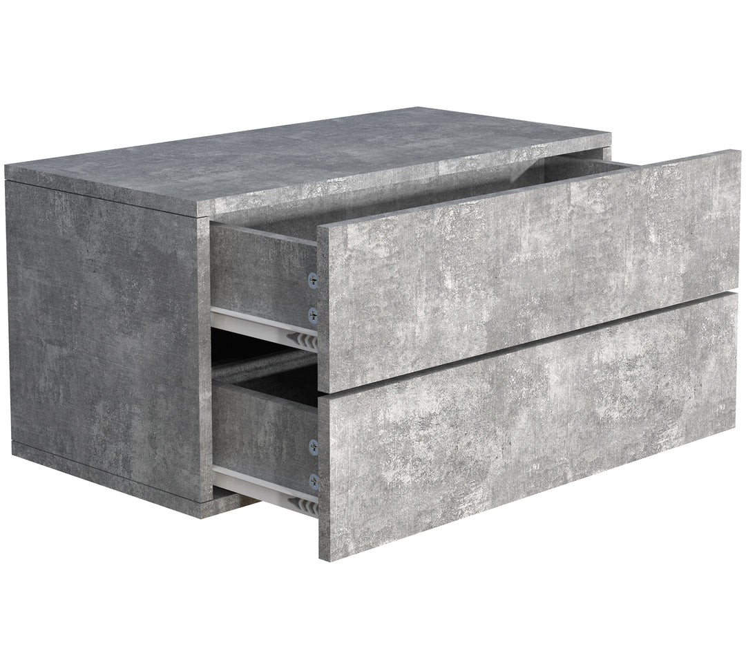 Vægbord / natbord / sengebord, h. 30 x b. 60 x d. 32 cm, betongrå