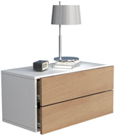 Vægbord / natbord / sengebord, h. 30 x b. 60 x d. 32 cm, naturfarvet og hvid