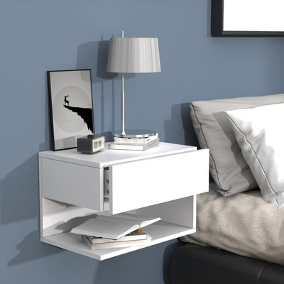 Vægbord / natbord / sengebord, h. 30 x b. 45 x d. 32 cm, hvid