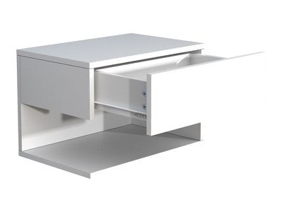 Vægbord / natbord / sengebord, h. 30 x b. 45 x d. 32 cm, hvid