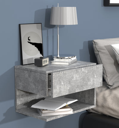 Vægbord / natbord / sengebord, h. 30 x b. 45 x d. 32 cm, betongrå