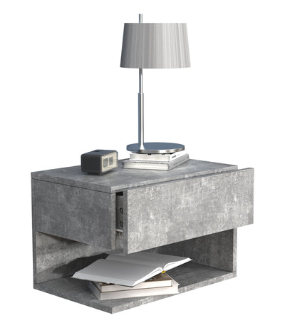 Vægbord / natbord / sengebord, h. 30 x b. 45 x d. 32 cm, betongrå