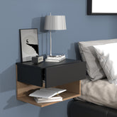 Vægbord / sengebord, 30 x 45 x 32 cm, sort og naturfarvet