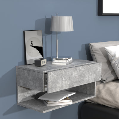 Vægbord / natbord / sengebord,  h. 30 x b. 60 x d. 32 cm, betongrå