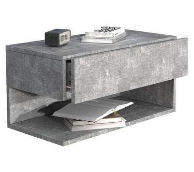 Vægbord / natbord / sengebord,  h. 30 x b. 60 x d. 32 cm, betongrå