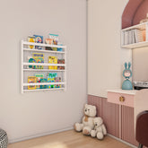 Vægreol til børneværelset, god til billedbøger, h. 80 x b. 70 x d. 10 cm, hvid