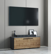 Lav TV-kommode, h. 39 x b. 95 x d. 40 cm, naturfarvet og antracit