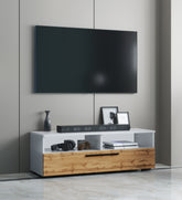 Lav TV-kommode, h. 39 x b. 115 x d. 40 cm, naturfarvet og hvid
