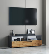 Lav TV-kommode, h. 39 x b. 115 x d. 40 cm, naturfarvet og antracit