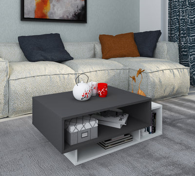 Sofabord, h. 35 x b. 88 x d. 50 cm, antracit og hvid
