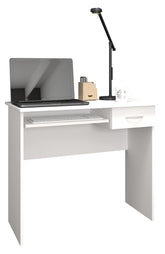Skrivebord med tastaturudtræk, h. 75 x b. 85 x d. 50 cm., hvid