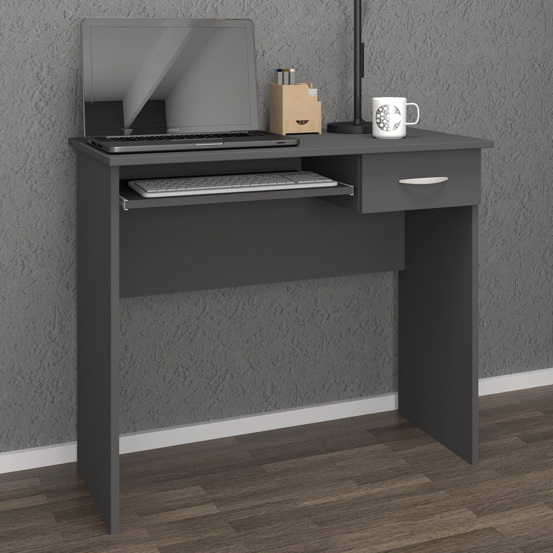 Skrivebord med tastaturudtræk, h. 75 x b. 85 x d. 50 cm, antracit
