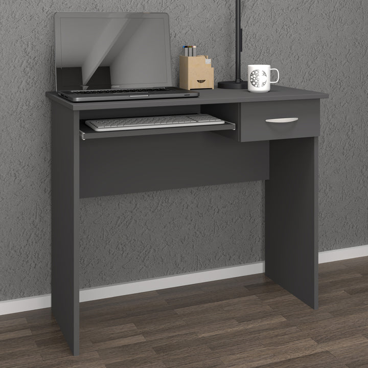 Skrivebord med tastaturudtræk, h. 75 x b. 85 x d. 50 cm, antracit