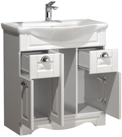 Badeværelsessæt med underskab og håndvask, h. 81 x b. 75 x d. 45 cm, hvid