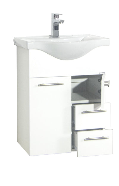 Badeværelsessæt med underskab og håndvask, h. 81 x b. 52 x d. 34 cm, hvid