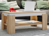 Sofabord, h. 55 x b. 90 x d. 41 cm, naturfarvet og hvid