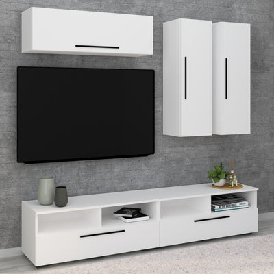 TV-møbelsæt til væggen, 5-dele, hvid