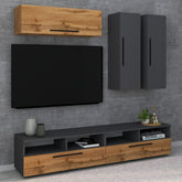 TV-møbelsæt til væggen, 5-dele, naturfarvet og antracit