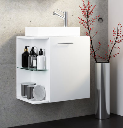 Badeværelsessæt, underskab med keramisk håndvask, 63 x 52 x 34 cm, hvid