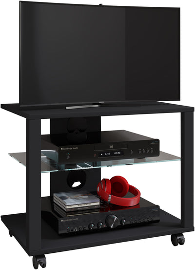 TV-bord med hjul, h. 45 x b. 60 x d. 41 cm, sort