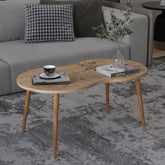 Sofabord i harmonisk form, japandi-look, 42x90x41 cm, naturfarvet