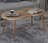 Sofabord i harmonisk form, japandi-look, 42x90x41 cm, naturfarvet