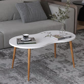 Sofabord i harmonisk form, skandi-japandi-look, 42 x 90 x 41 cm, hvid