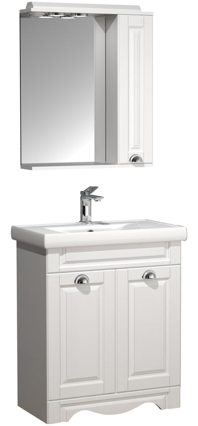Badeværelsessæt med underskab, håndvask og vægspejl, h. 81 x b. 61 x d. 46 cm, hvid