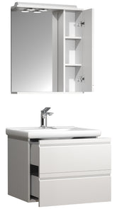 Badeværelsessæt med underskab, håndvask og vægspejl, H. 54 x b. 60 x d. 46 cm, hvid