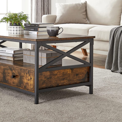 Sofabord med skuffer, 100 x 55 x 45 cm (L x B x H), brun