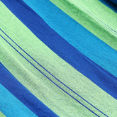 Hængekøje i stribet stof, blå og grøn