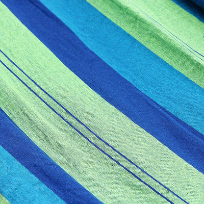 Hængekøje i stribet stof, blå og grøn