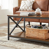 Sofabord med hylde, 100 x 55 x 45 cm, brun