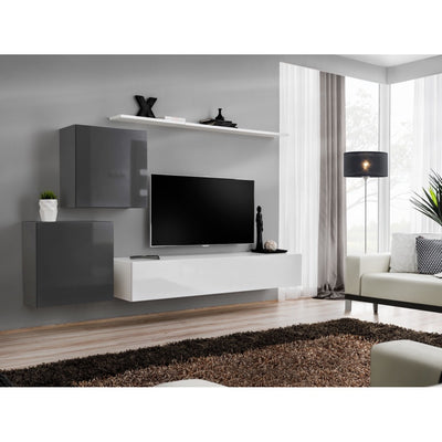 TV-bord til vægophæng, RTV 1 hvid/blank hvid, Bredde: 180cm