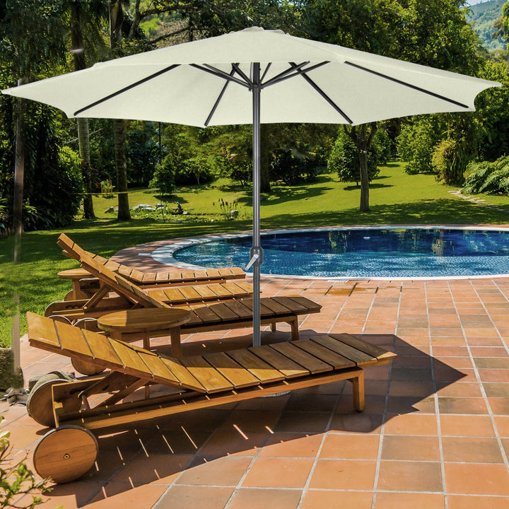 Parasol til altan, terrasse, have, 250cm, håndsving, vandafvisende, pladsbesparende, beige